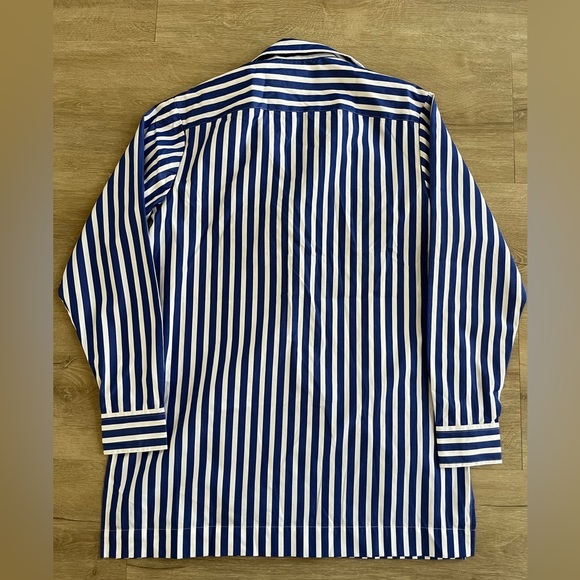 Lauren Ralph Lauren M Top Nautical Lace Up Front Tunic Top Shirt Blue Stripe - Picture 9 of 9